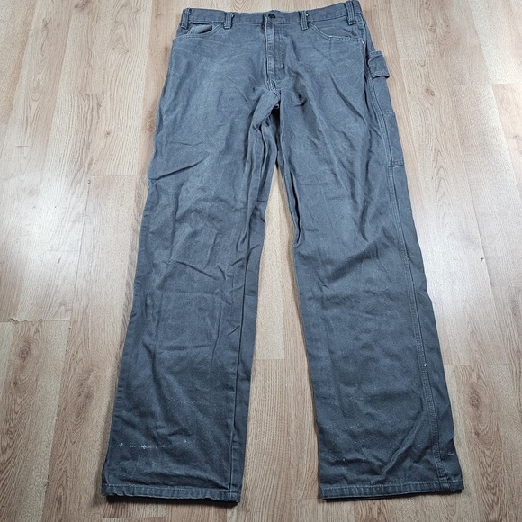 Dickies Pants Mens 36x34 Gray Canvas Carpenter Utility Regular Fit Workwear - Picture 1 of 9